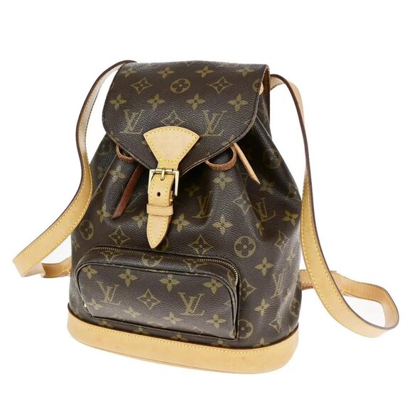 LOUIS VUITTON Montsouris MM Backpack Bag Monogram Leather Brown - Picture 1 of 16